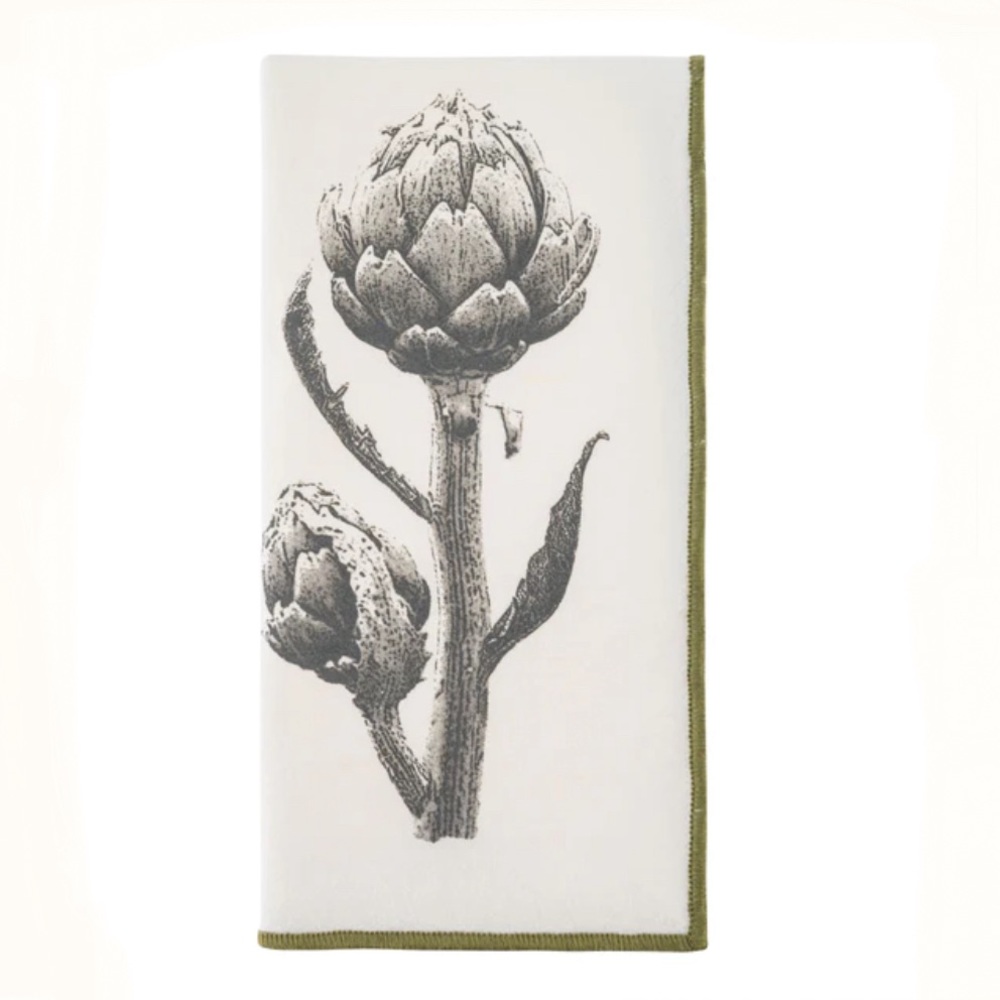 Karma artful artichoke cotton dinner napkins w/ merrowed edge / set of 4 - NWT